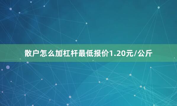 散户怎么加杠杆最低报价1.20元/公斤