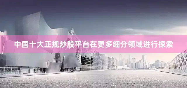 中国十大正规炒股平台在更多细分领域进行探索