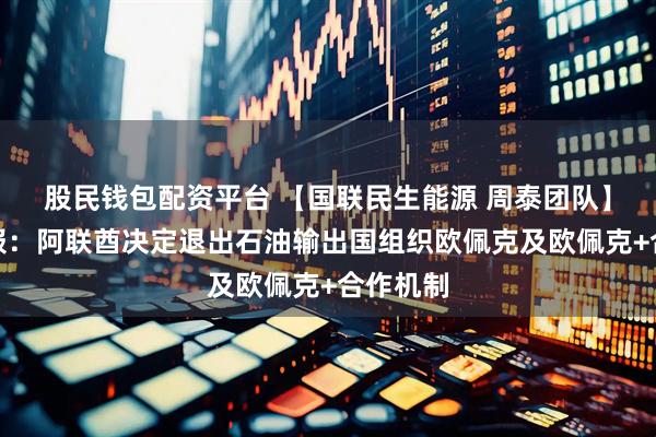 股民钱包配资平台 【国联民生能源 周泰团队】石化日报：阿联酋决定退出石油输出国组织欧佩克及欧佩克+合作机制