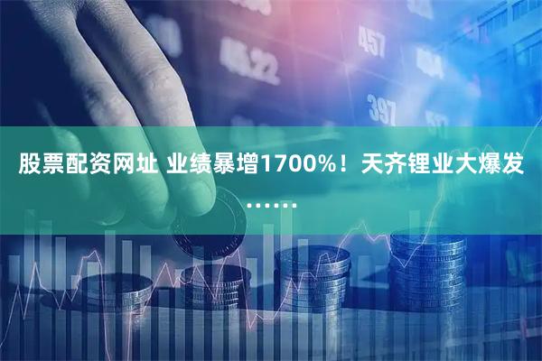 股票配资网址 业绩暴增1700%！天齐锂业大爆发……